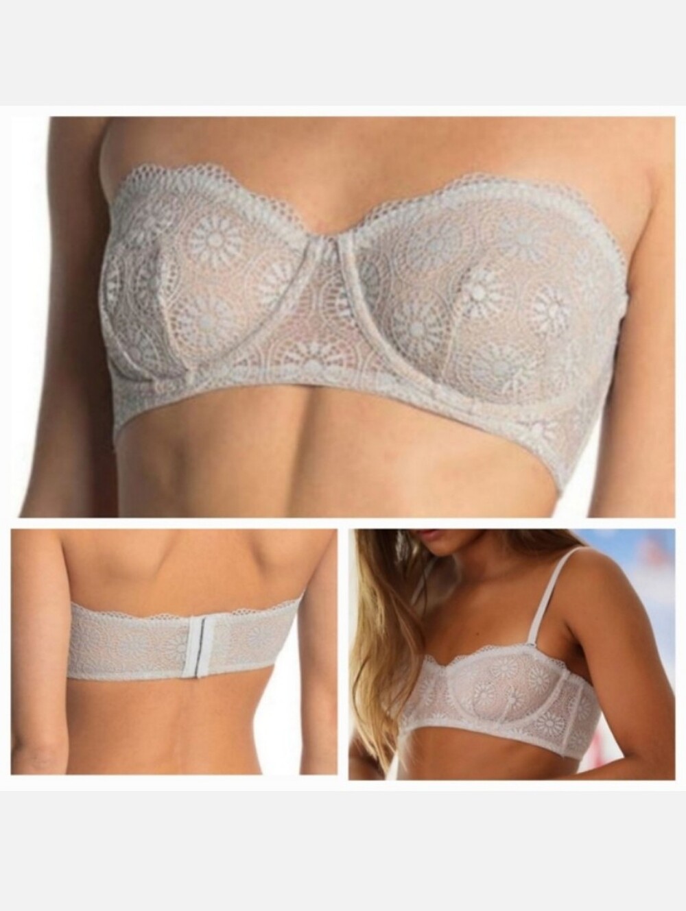 Free People Starla Underwire Bra W Deatachable Straps in Skies 32E (32DD)